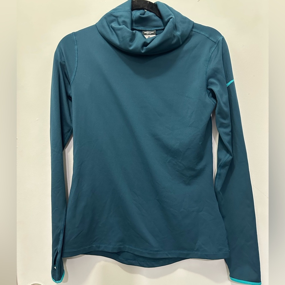 Nike Pro Dri-FIT Teal Turtleneck Longsleeve Top Sz M